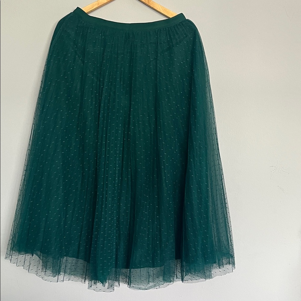 J. Crew Dark Green A-Line Tulle Skirt